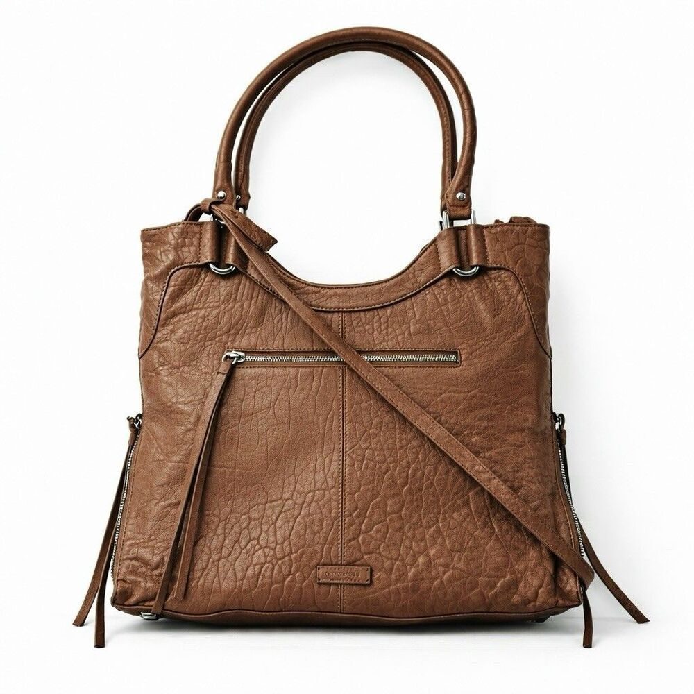 Vince Camuto Kayli Bubble Lamb Leather Tote Cognac Satchel Shoulder Bag